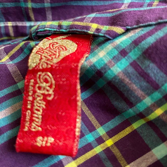 APPLE BLOSSOMS Plaid Tier Ruffle Hem Shirtdress / Size Small - Picture 4 of 5